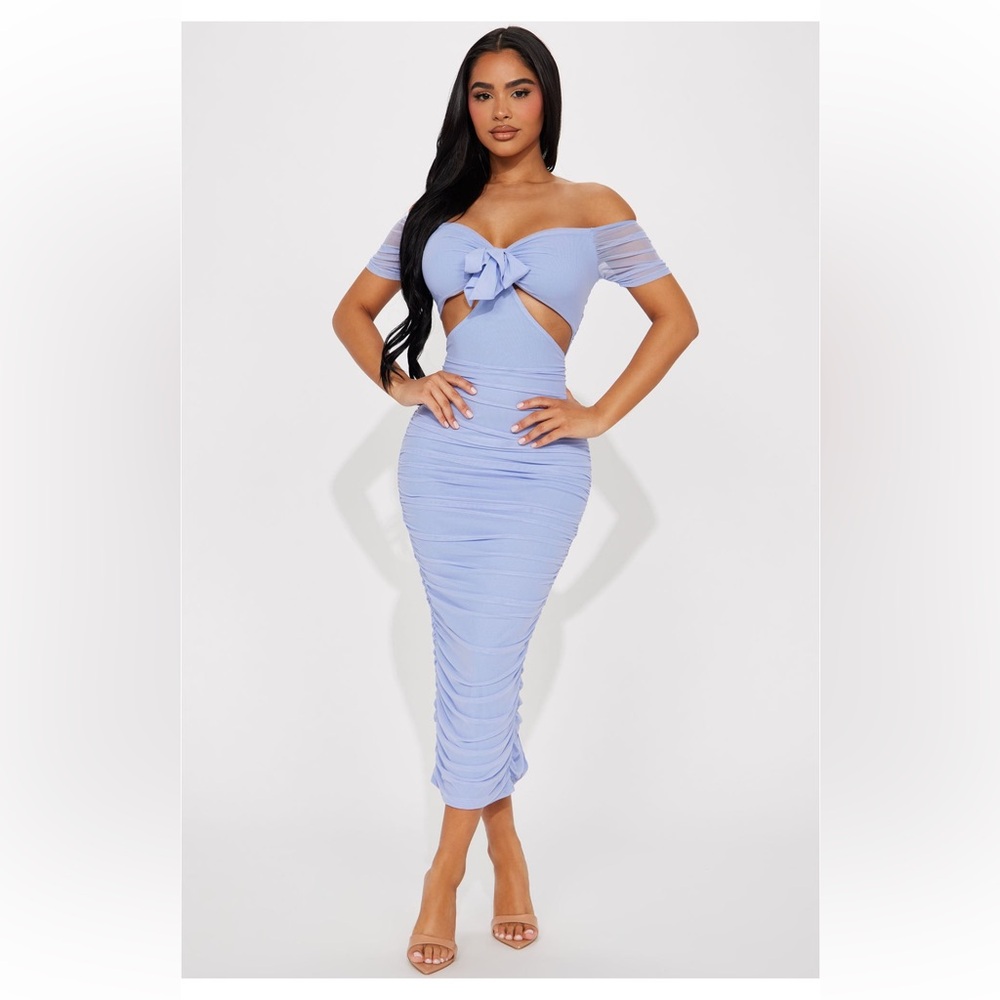 Mesh midi dress blue size L